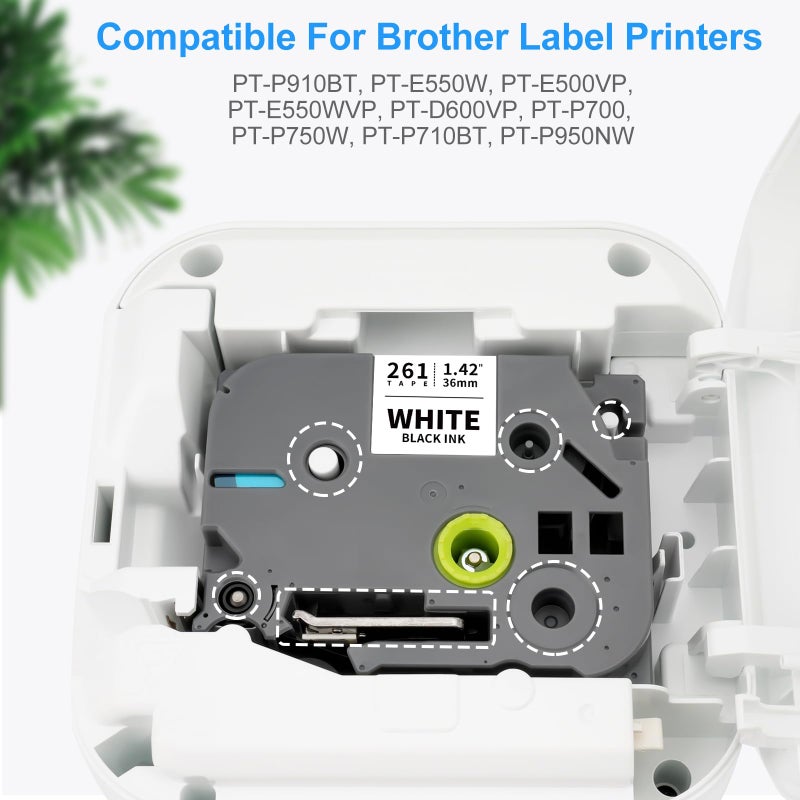 Absonic 36mm Tz-261 Black on White Label Tape Compatible for Brother Tze-261 1-1/2'' P Touch Tz Tze 1.42' Laminated White Tz Tape for Ptouch PT-P910BT PT3600 PT9600 PT9700PC Label Maker, 3-Pack - Image 3